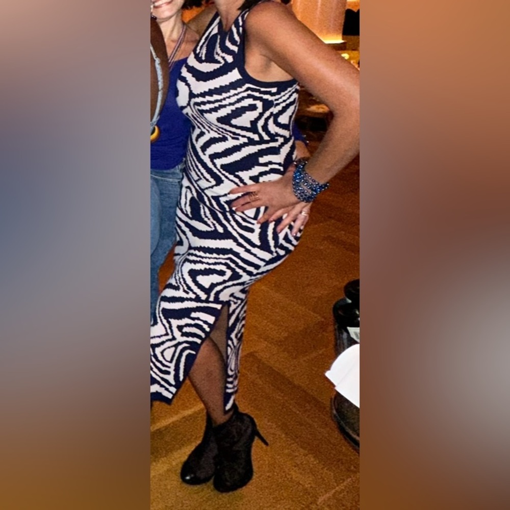 Blue & white abstract zebra dress by Milly